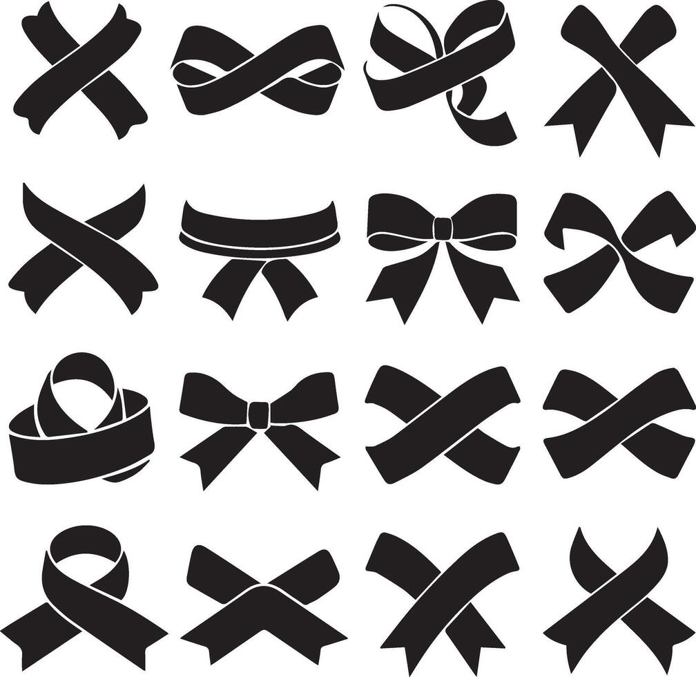 a set of unique ribbon silhouettes vector