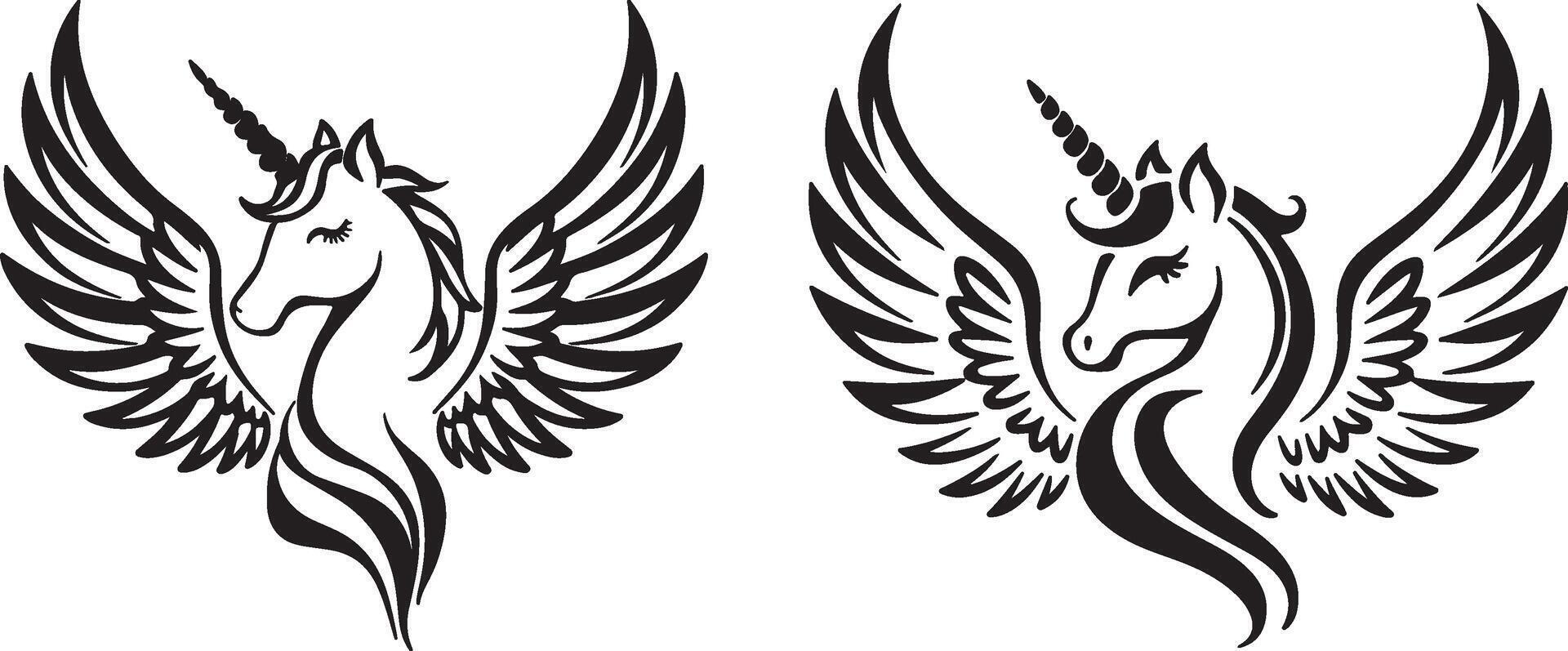Unicorn logo style silhouette image vector