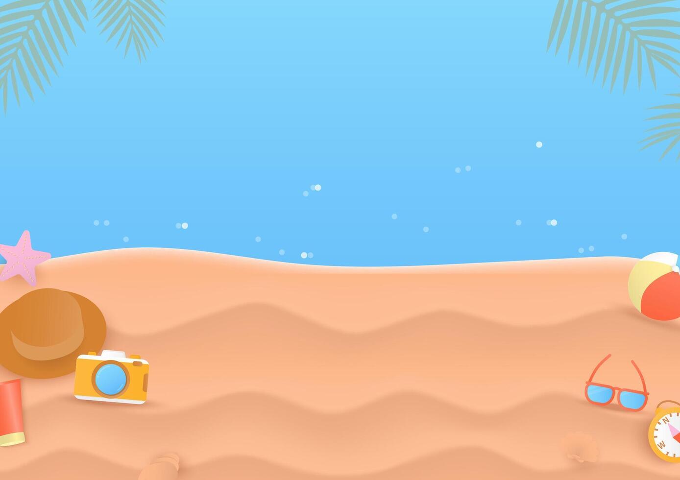 Beach and sea landscape background vector