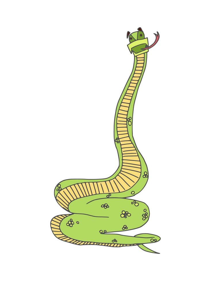 humorous character with a long neck snake doodle vector