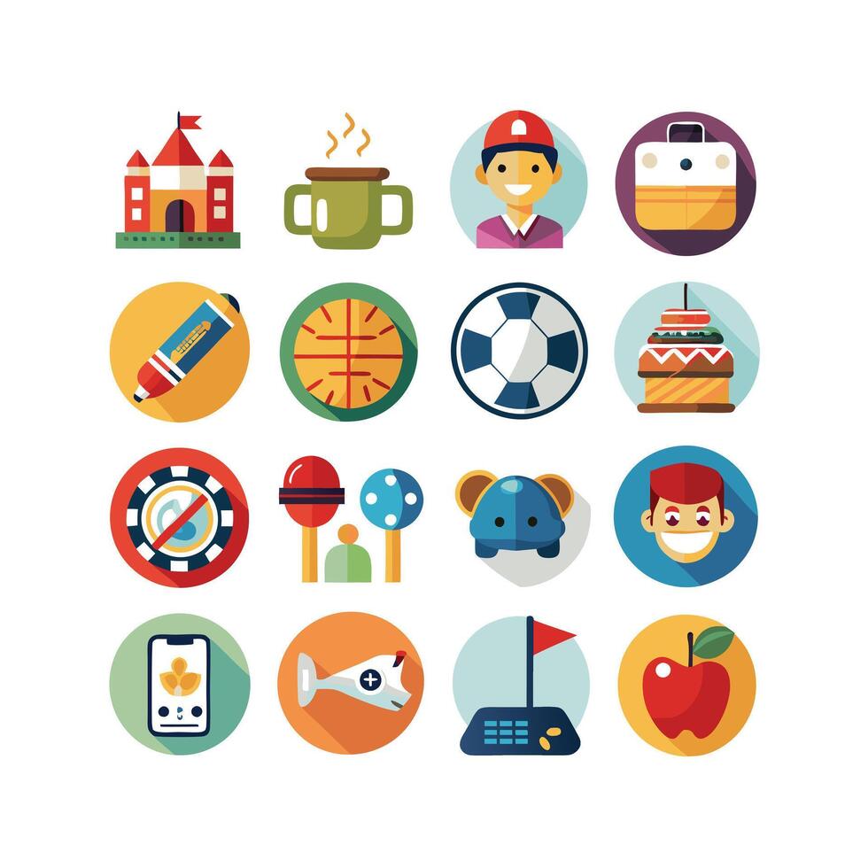 Hobbies and Interests Icon Set Collection for Documents, Websites and Mobile Applications vector