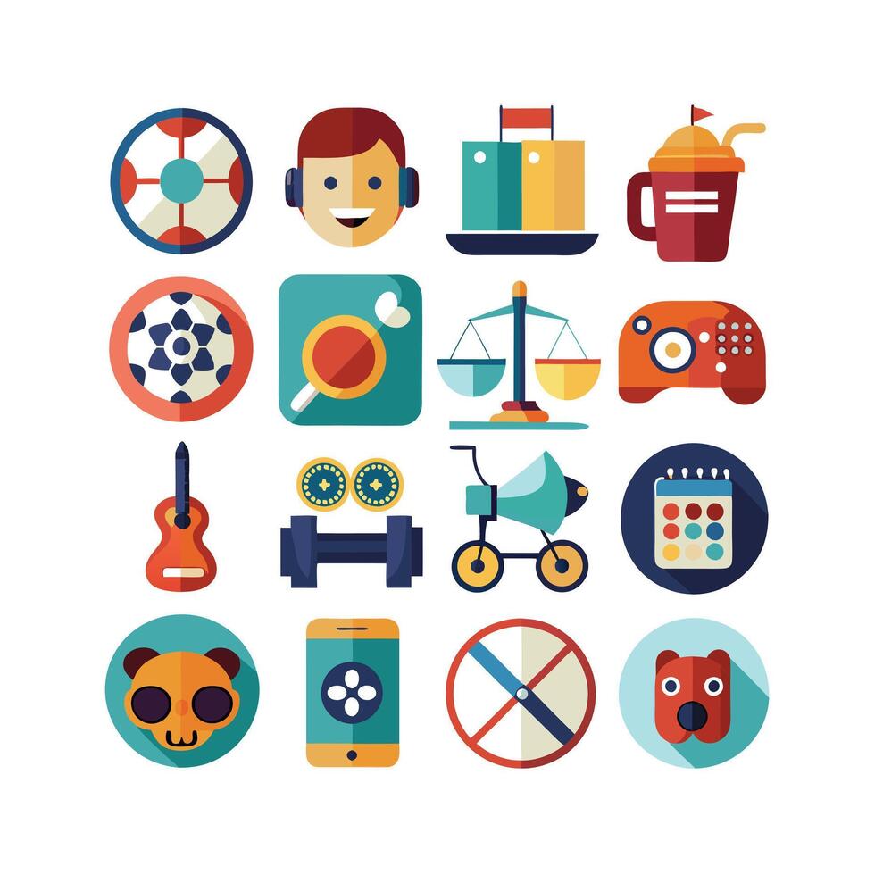 Hobbies and Interests Icon Set Collection for Documents, Websites and Mobile Applications vector