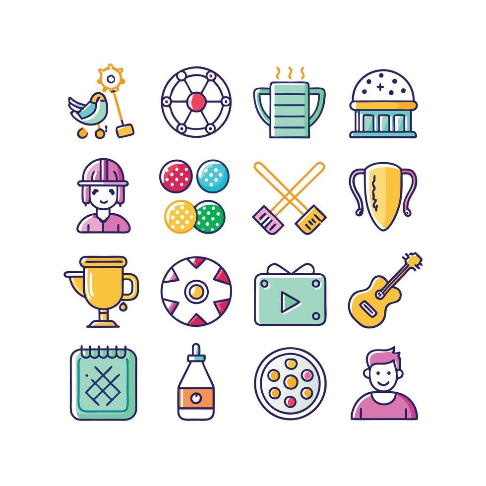 Hobbies and Interests Icon Set Collection for Documents, Websites and Mobile Applications vector