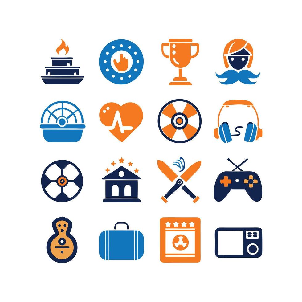 Hobbies and Interests Icon Set Collection for Documents, Websites and Mobile Applications vector