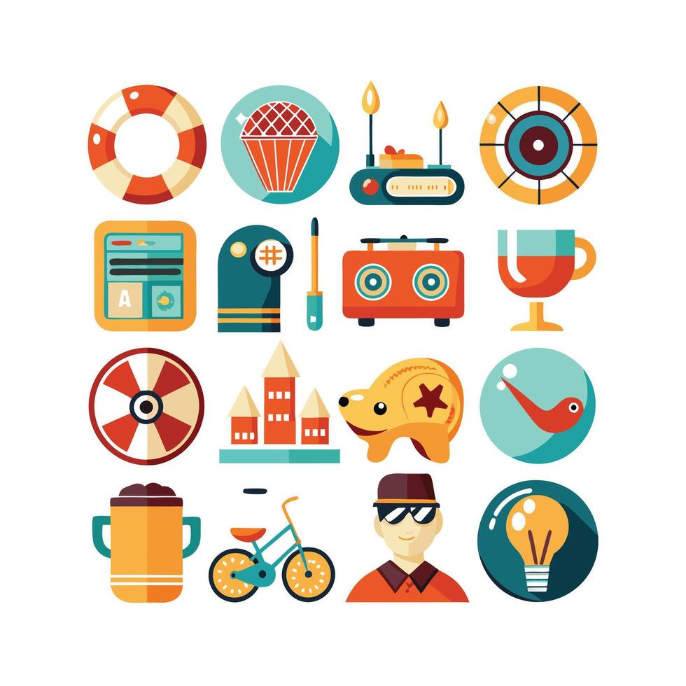 Hobbies and Interests Icon Set Collection for Documents, Websites and Mobile Applications vector