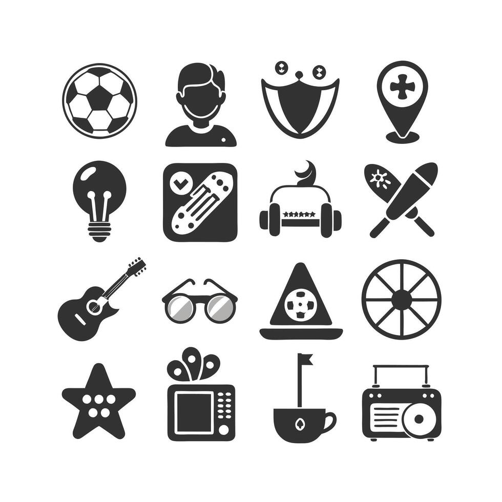 Hobbies and Interests Icon Set Collection for Documents, Websites and Mobile Applications vector