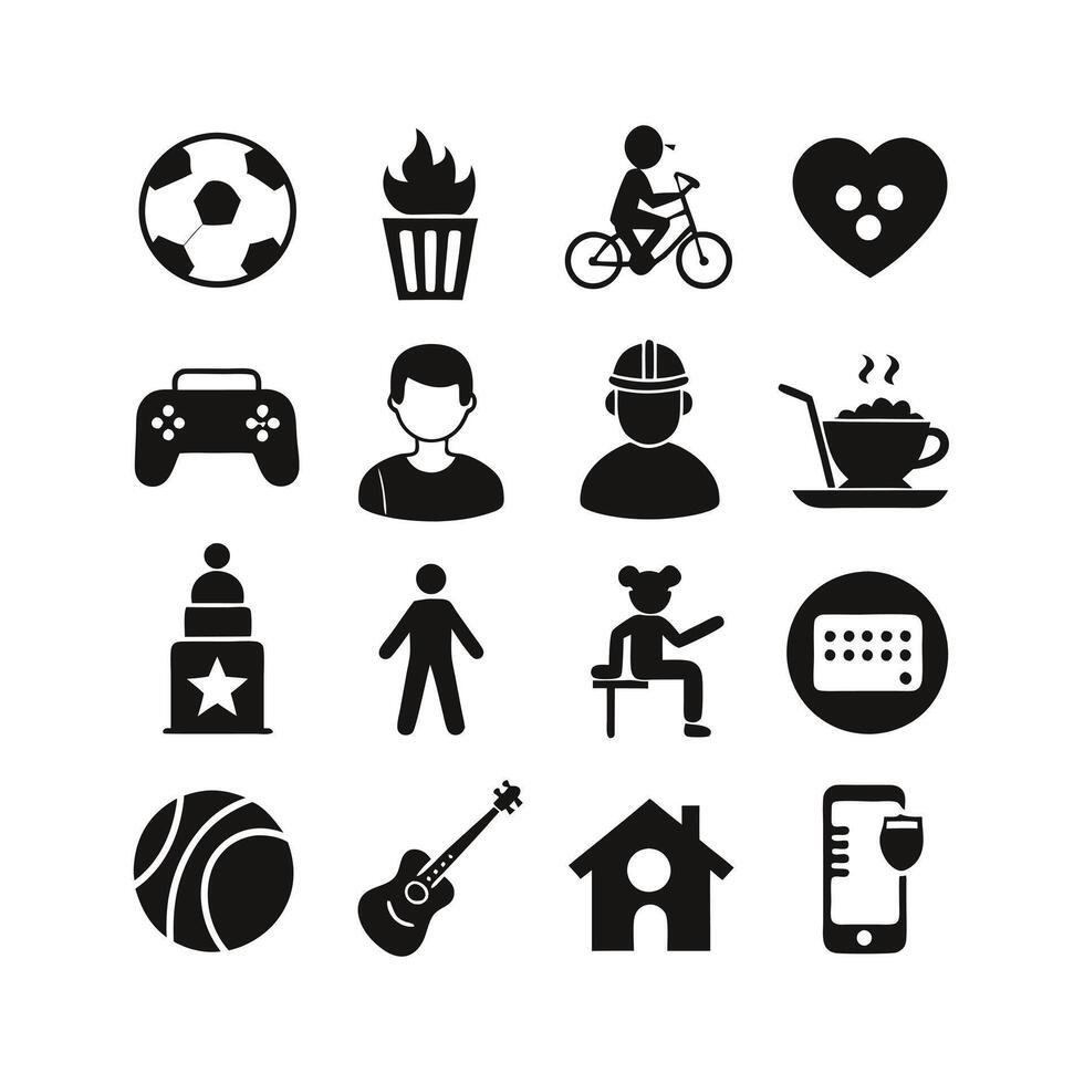 Hobbies and Interests Icon Set Collection for Documents, Websites and Mobile Applications vector
