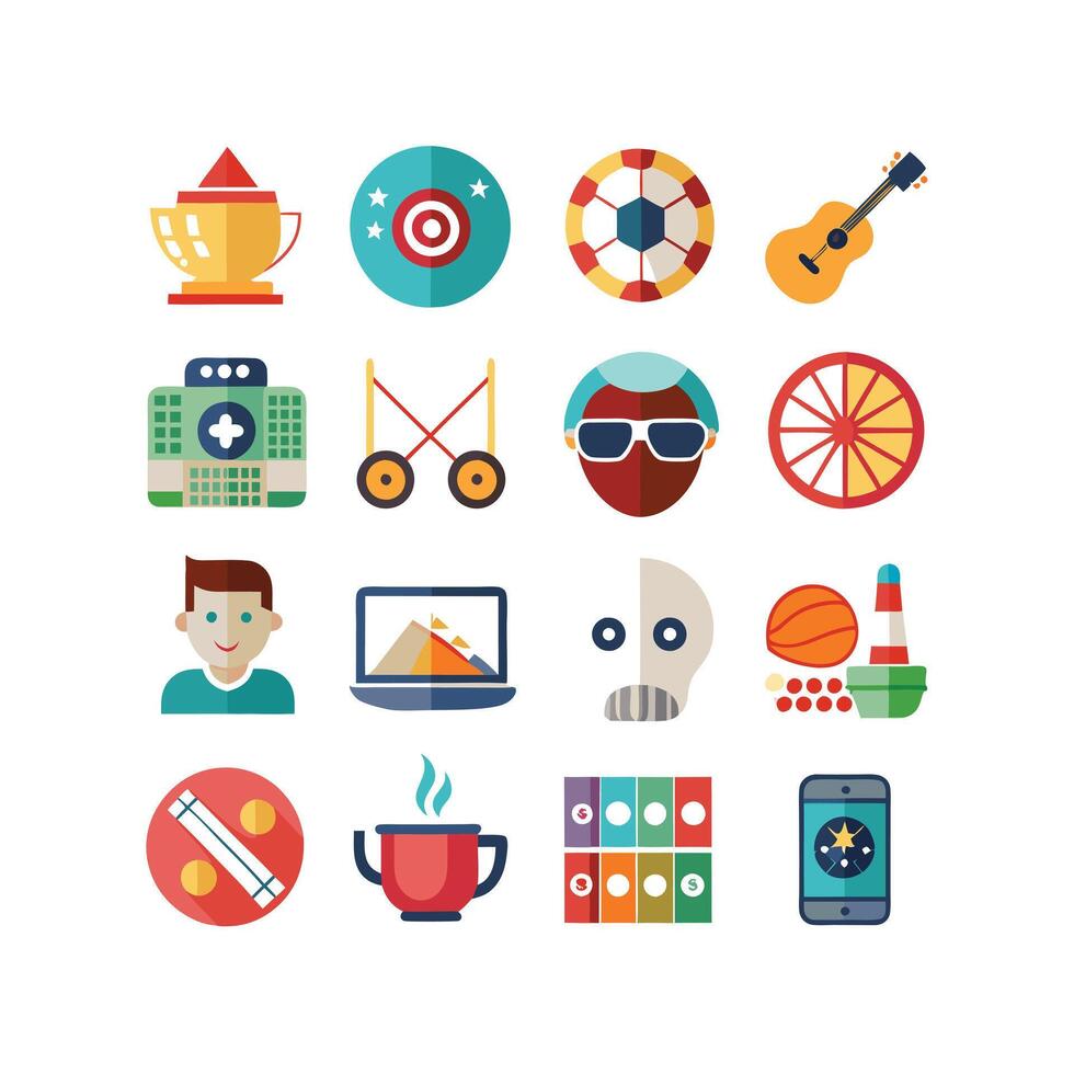 Hobbies and Interests Icon Set Collection for Documents, Websites and Mobile Applications vector