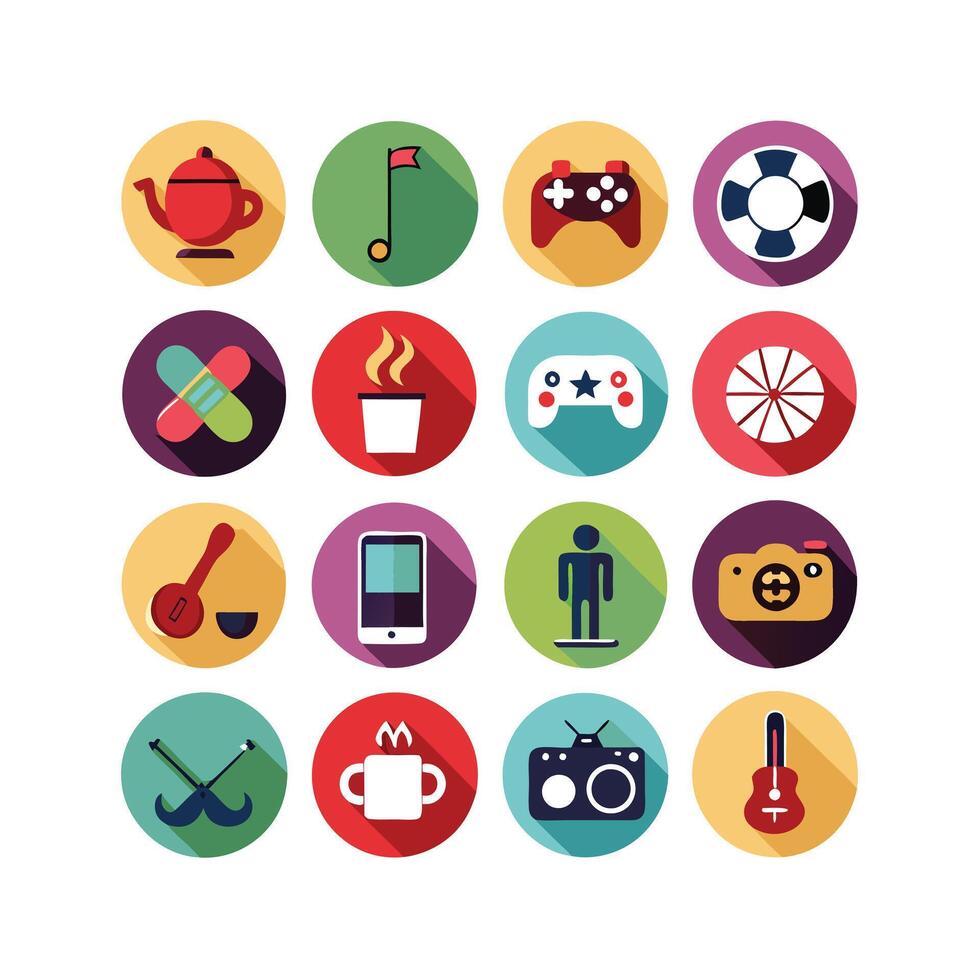 Hobbies and Interests Icon Set Collection for Documents, Websites and Mobile Applications vector