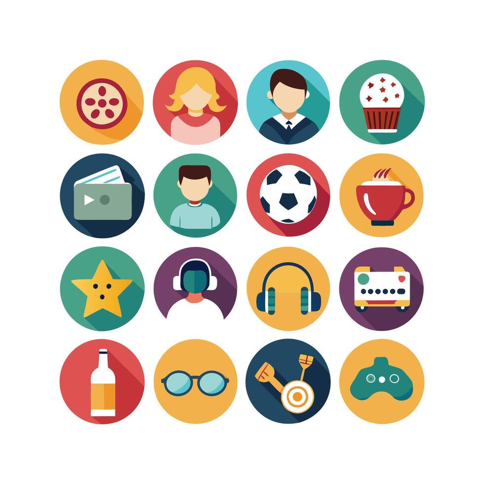 Hobbies and Interests Icon Set Collection for Documents, Websites and Mobile Applications vector