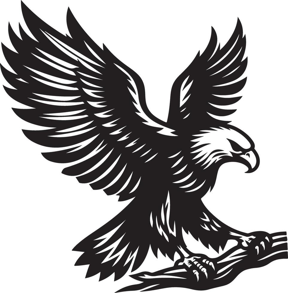 Wings of Vigilance The Piercing Stare of the Eagle in Silhouette vector