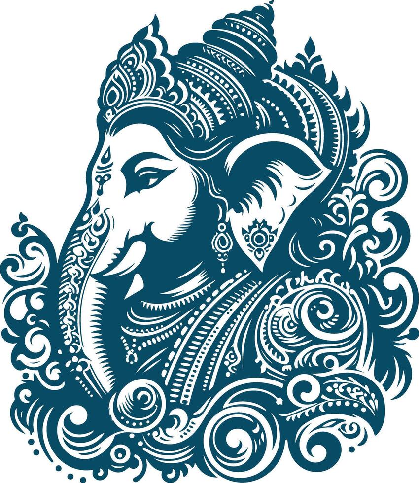 Graceful Black Silhouette Artwork of Lord Ganesha Embodying Spiritual Power and Prosperity vector