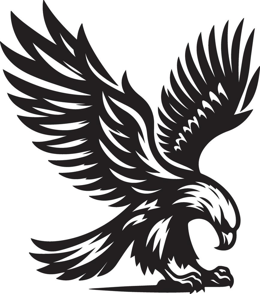 Wings of Vigilance The Piercing Stare of the Eagle in Silhouette vector