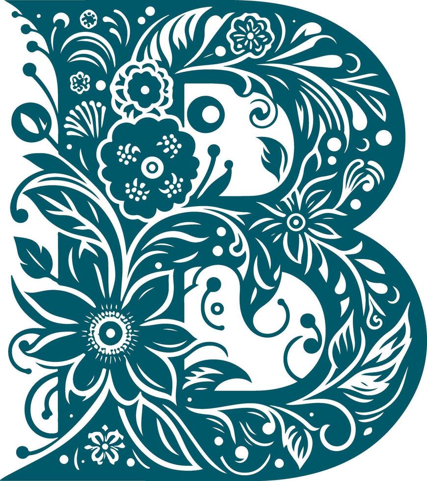 Silhouette Floral Design Letter B vector