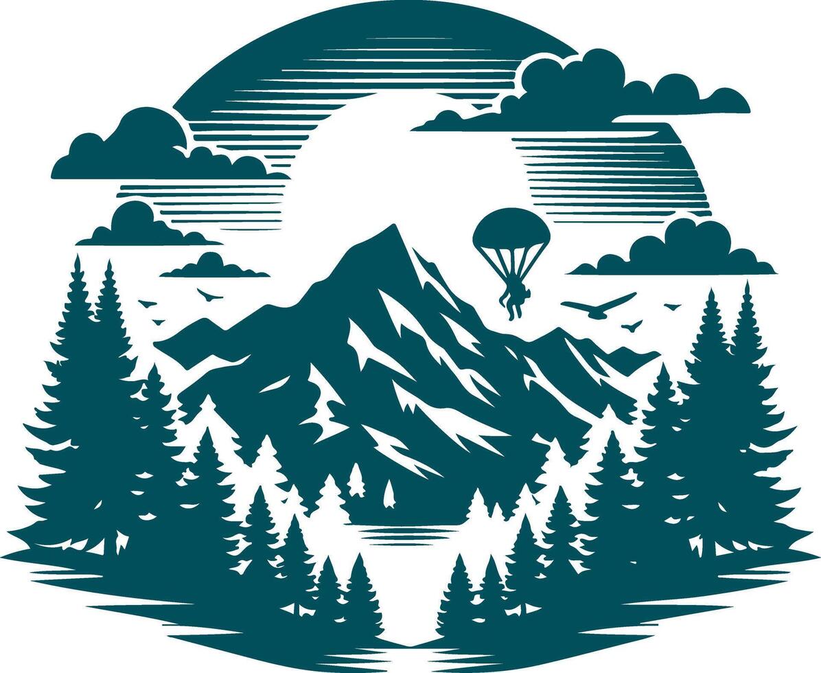 Mountain Haven silhouette vector