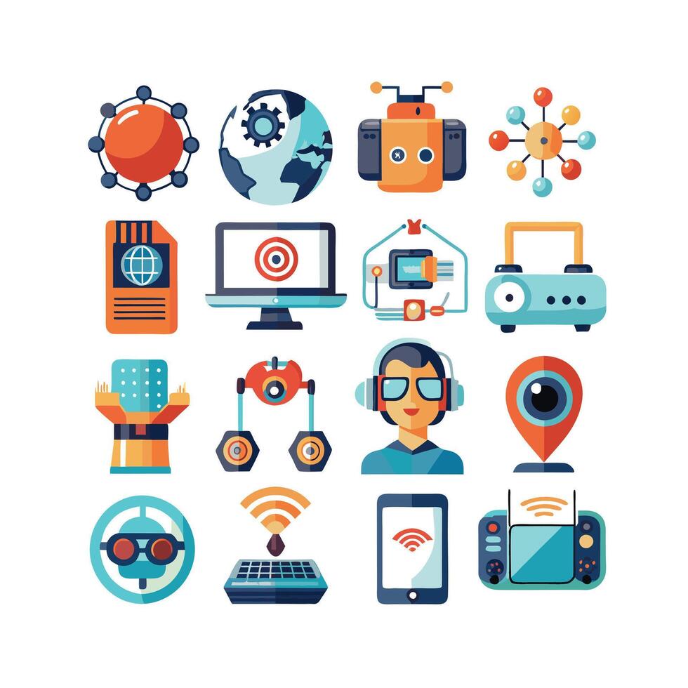 Technology Icon Set Illustration for Documents, Websites and Mobile Applications vector