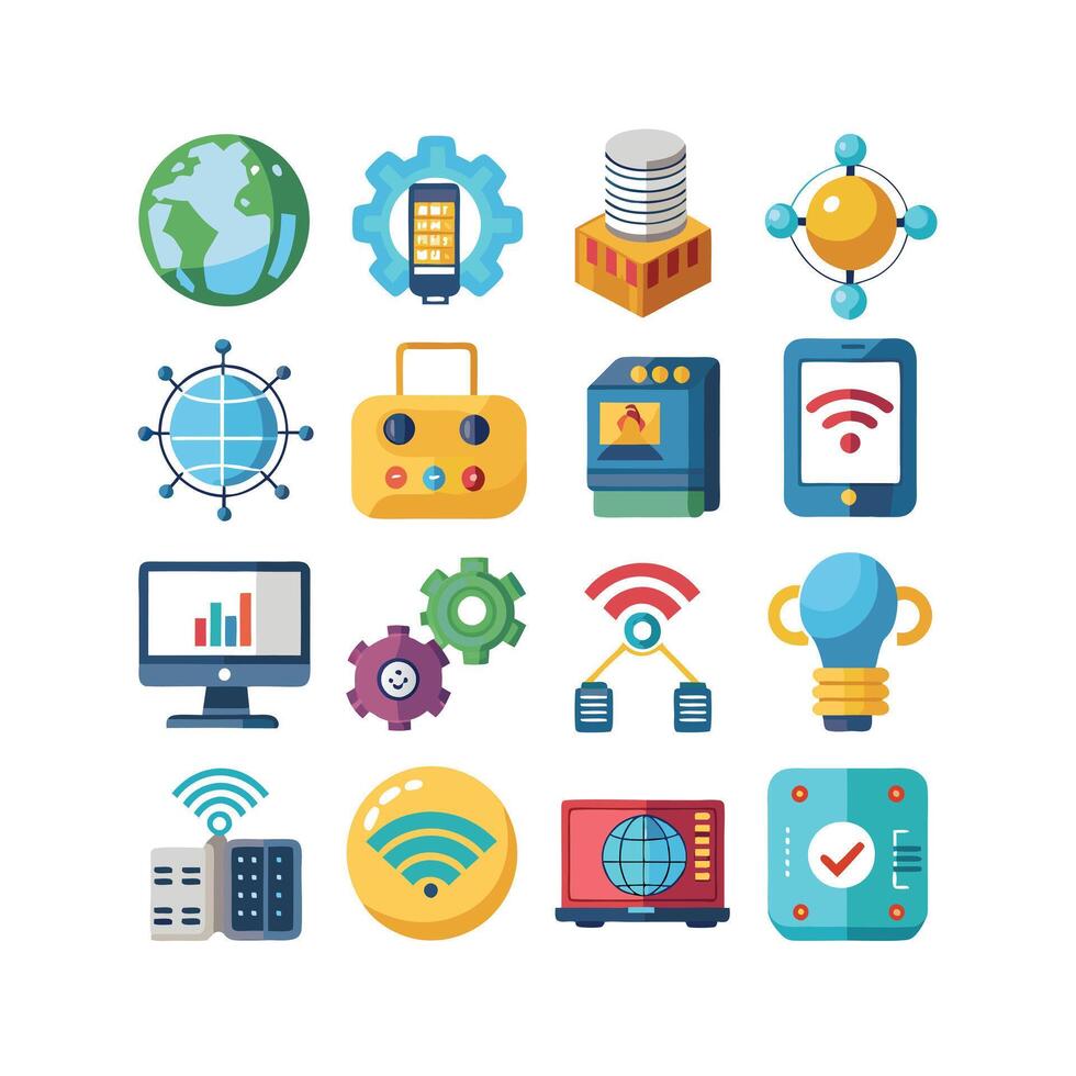Technology Icon Set Illustration for Documents, Websites and Mobile Applications vector