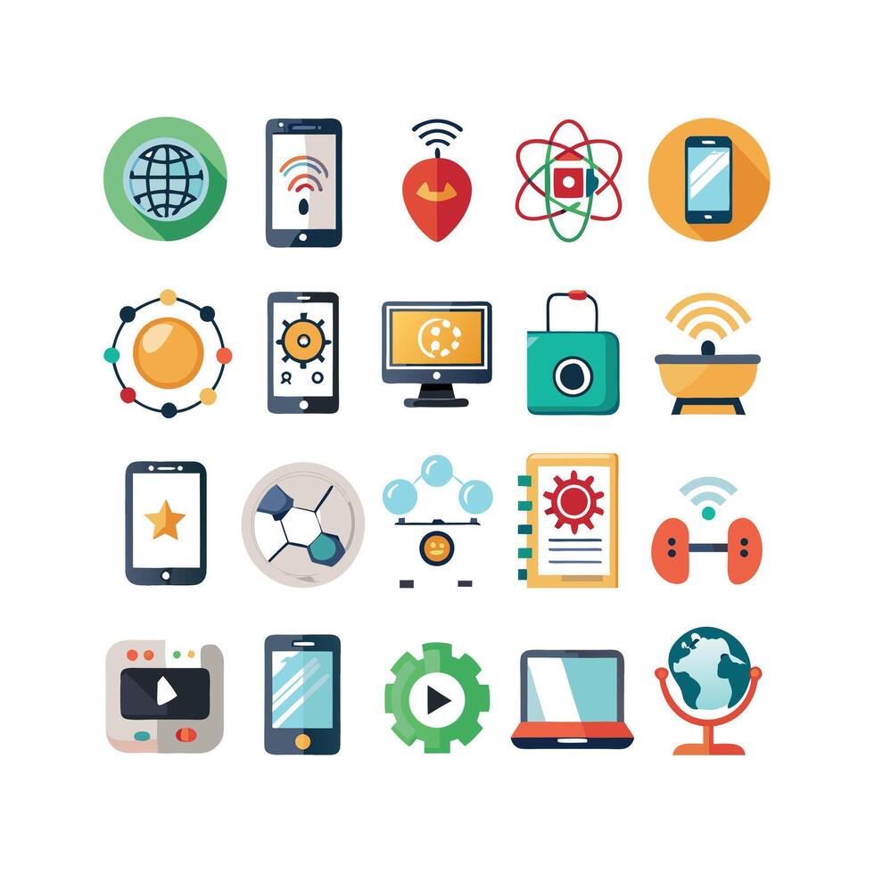 Technology Icon Set Illustration for Documents, Websites and Mobile Applications vector
