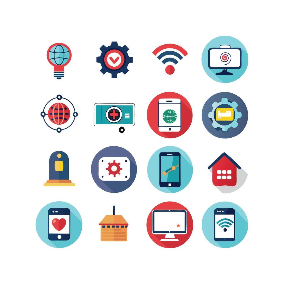 Technology Icon Set Illustration for Documents, Websites and Mobile Applications vector