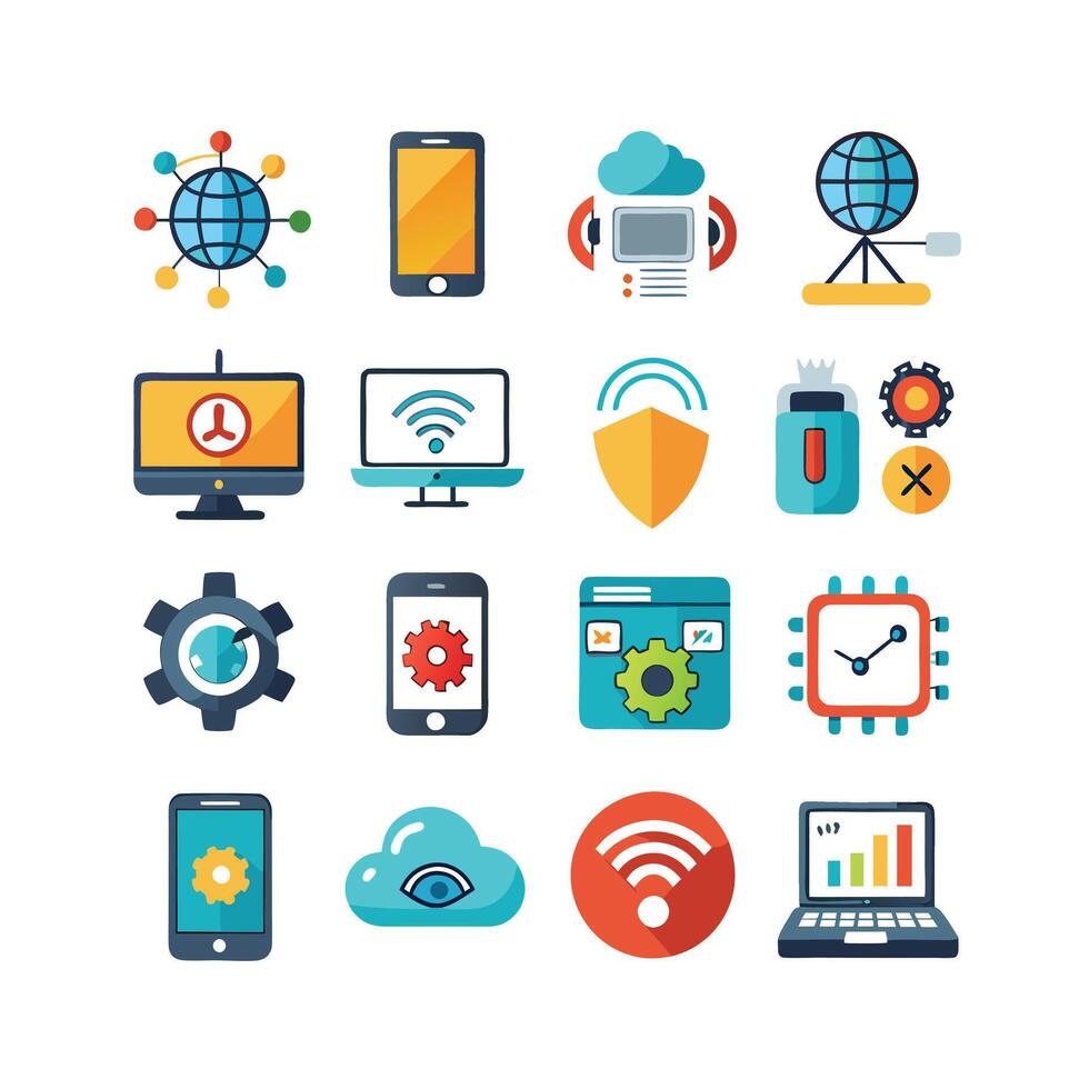 Technology Icon Set Illustration for Documents, Websites and Mobile Applications vector