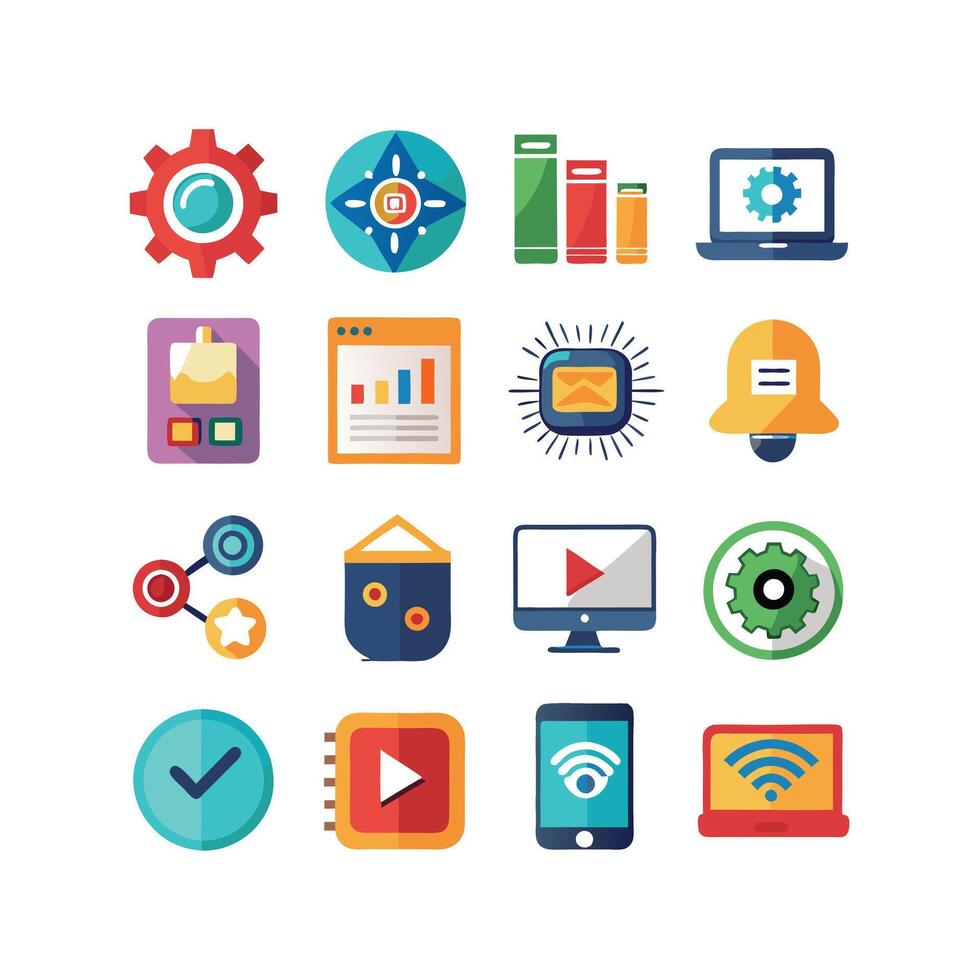 Technology Icon Set Illustration for Documents, Websites and Mobile Applications vector