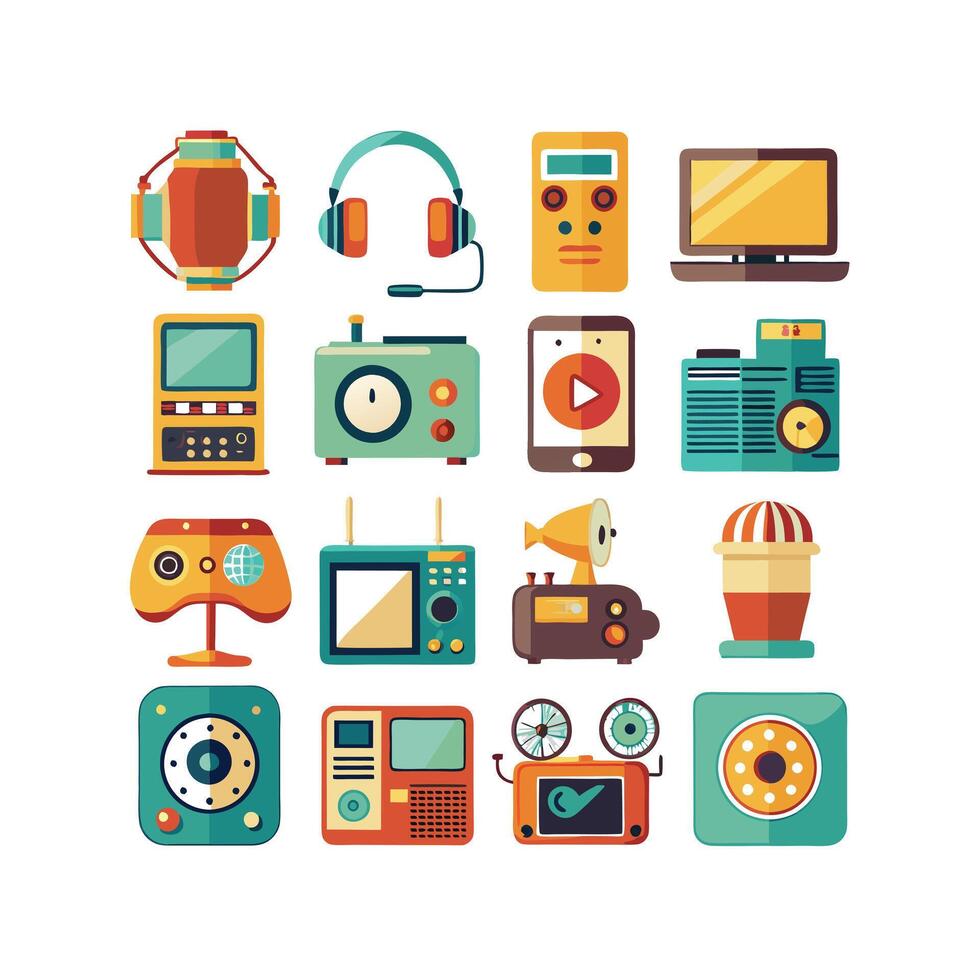 Technology Icon Set Illustration for Documents, Websites and Mobile Applications vector