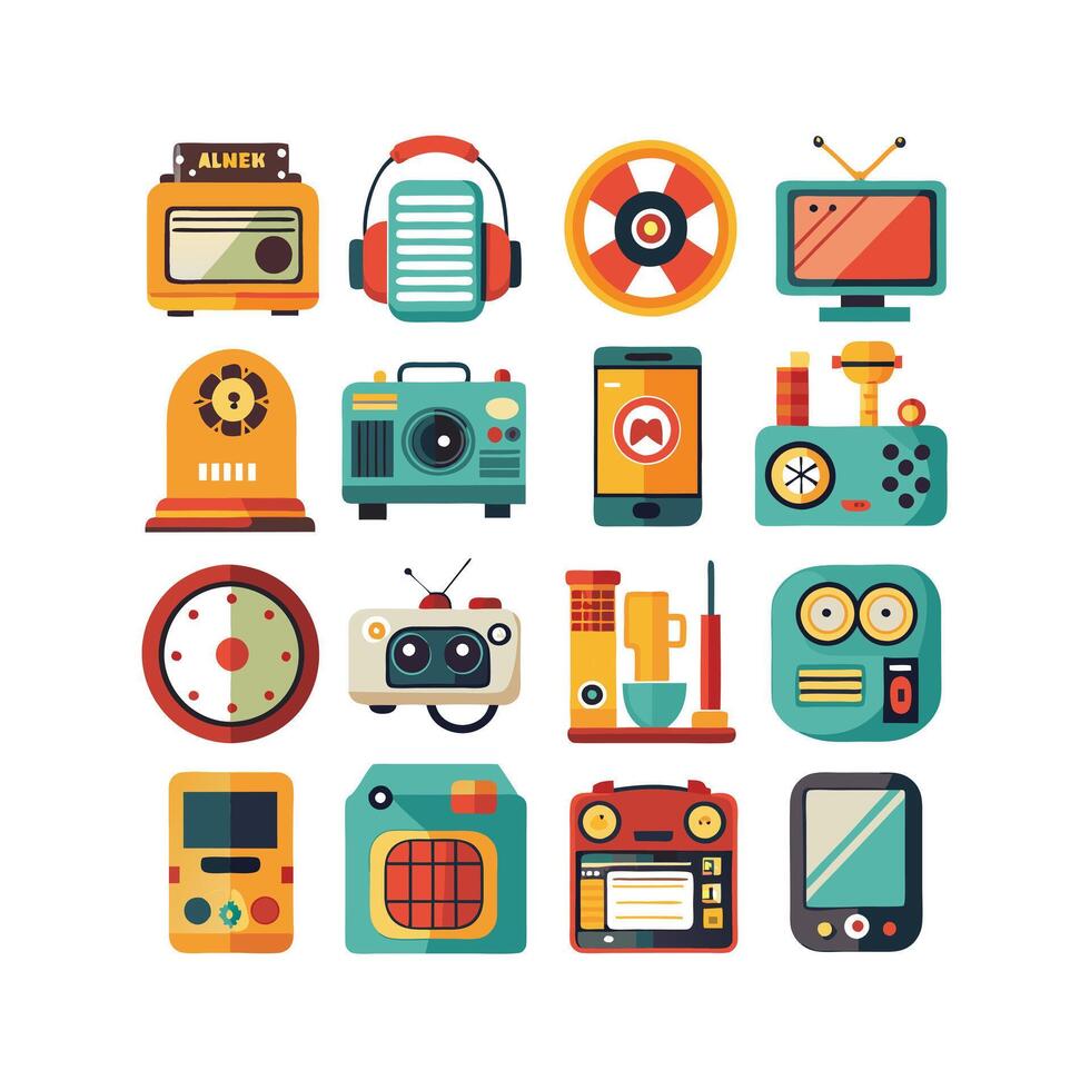 Technology Icon Set Illustration for Documents, Websites and Mobile Applications vector