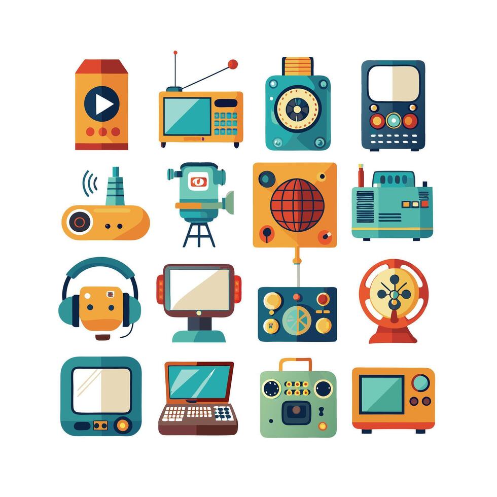 Technology Icon Set Illustration for Documents, Websites and Mobile Applications vector