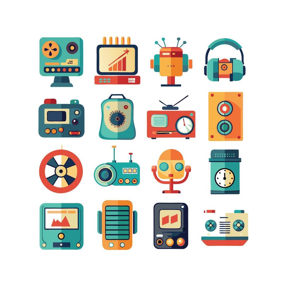 Technology Icon Set Illustration for Documents, Websites and Mobile Applications vector