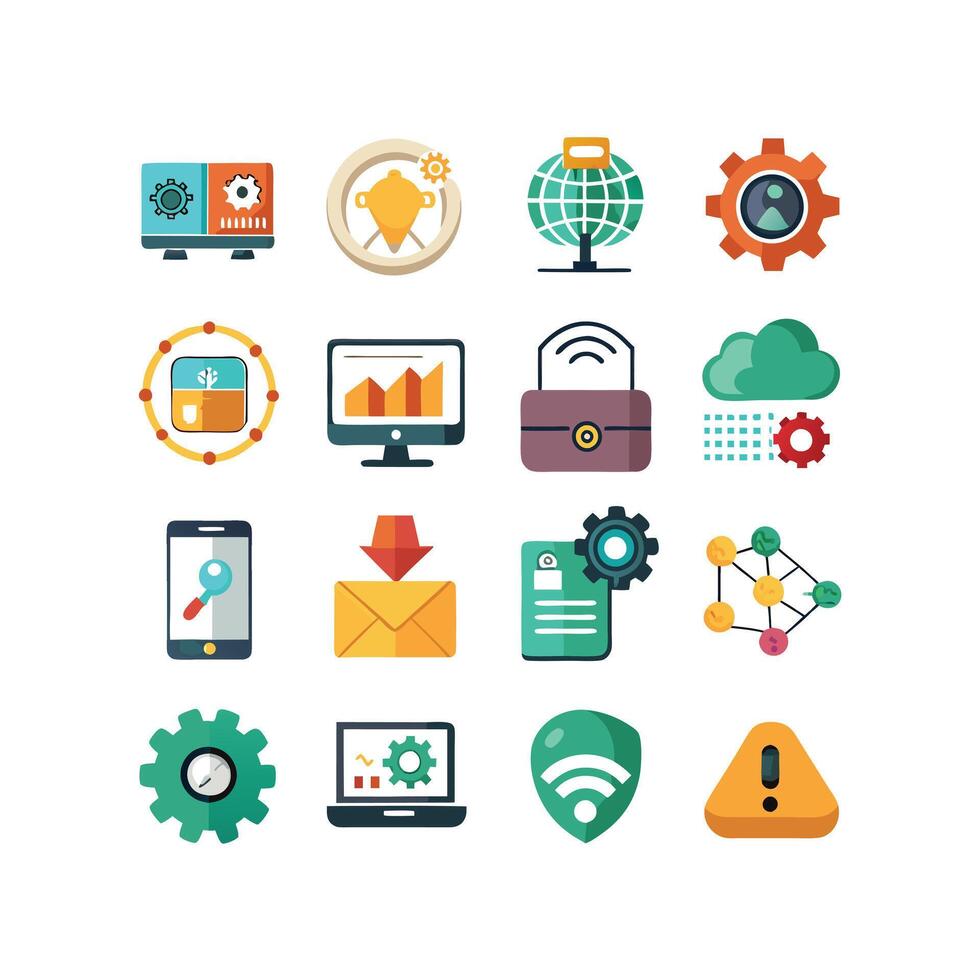 Technology Icon Set Illustration for Documents, Websites and Mobile Applications vector