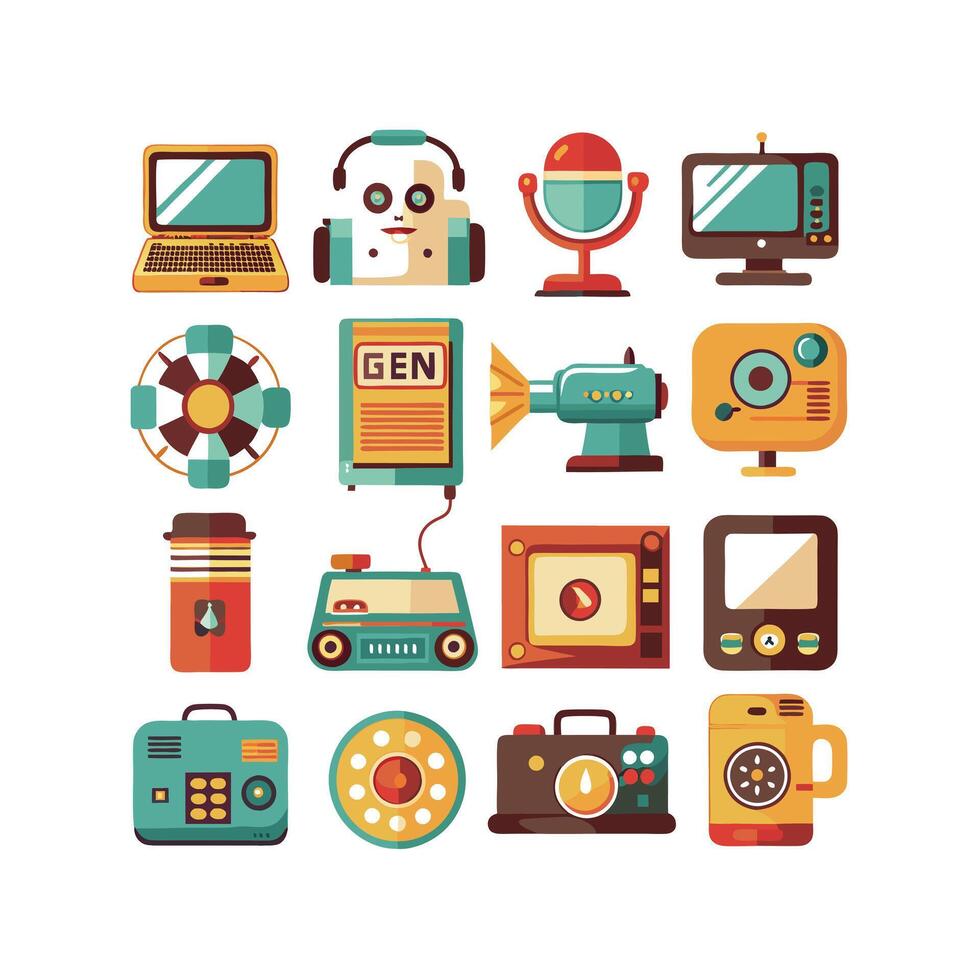 Technology Icon Set Illustration for Documents, Websites and Mobile Applications vector