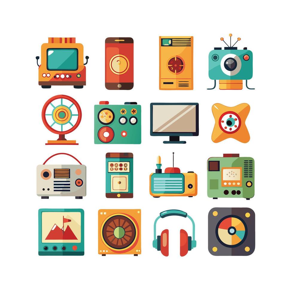 Technology Icon Set Illustration for Documents, Websites and Mobile Applications vector