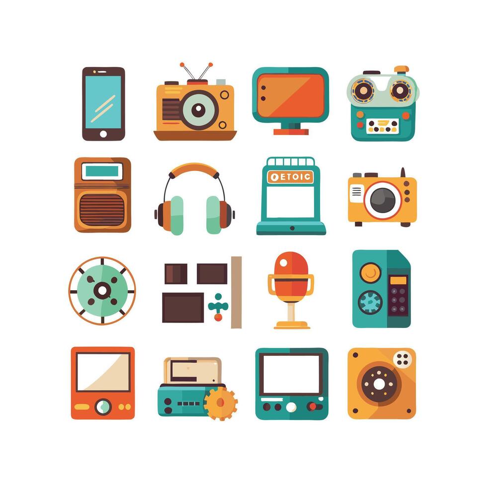 Technology Icon Set Illustration for Documents, Websites and Mobile Applications vector