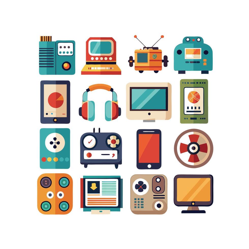 Technology Icon Set Illustration for Documents, Websites and Mobile Applications vector