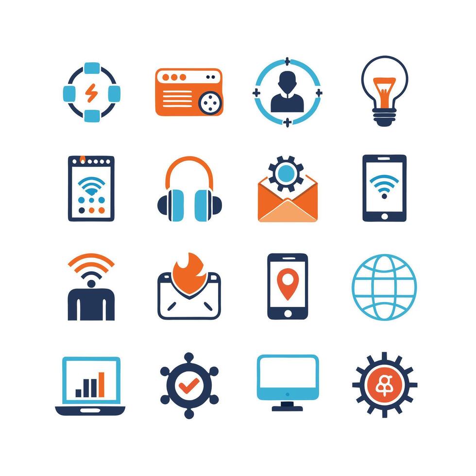 Technology Icon Set Illustration for Documents, Websites and Mobile Applications vector