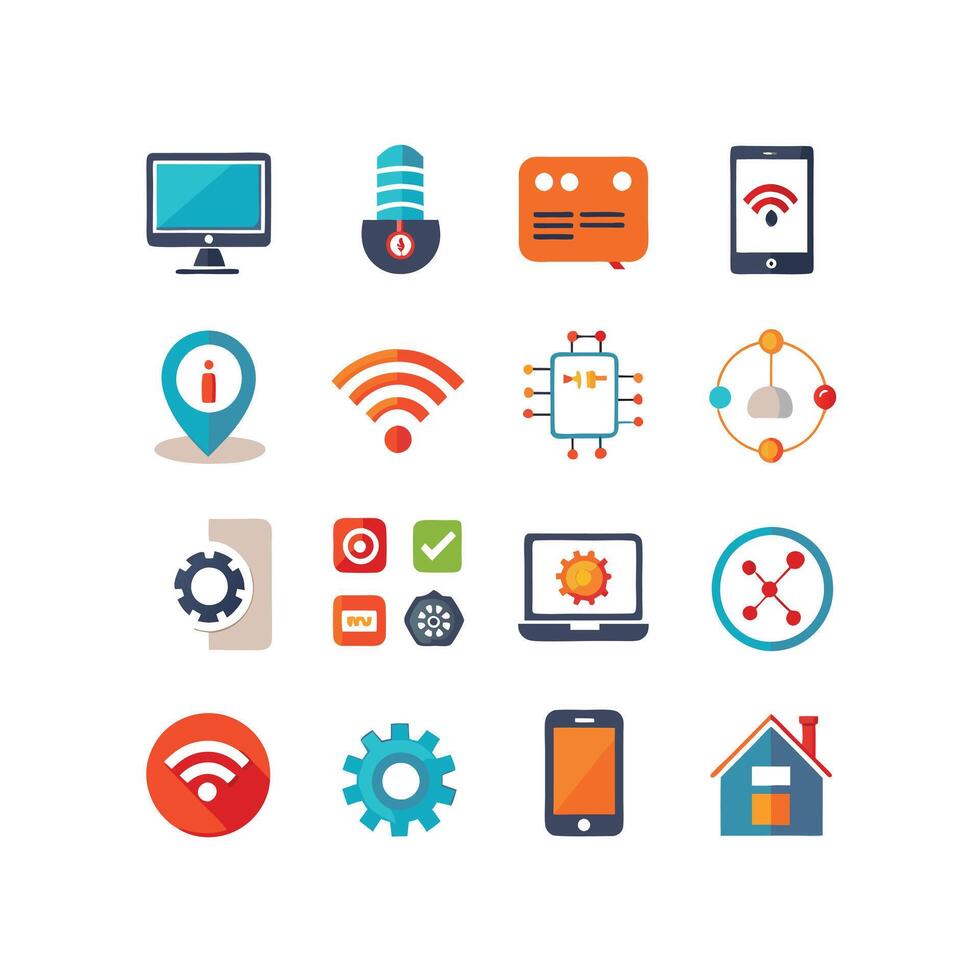 Technology Icon Set Illustration for Documents, Websites and Mobile Applications vector