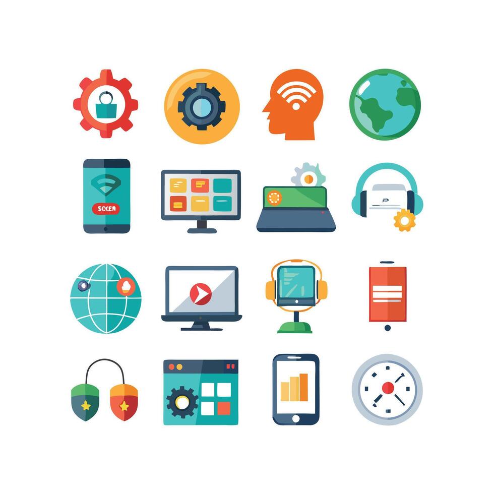 Technology Icon Set Illustration for Documents, Websites and Mobile Applications vector