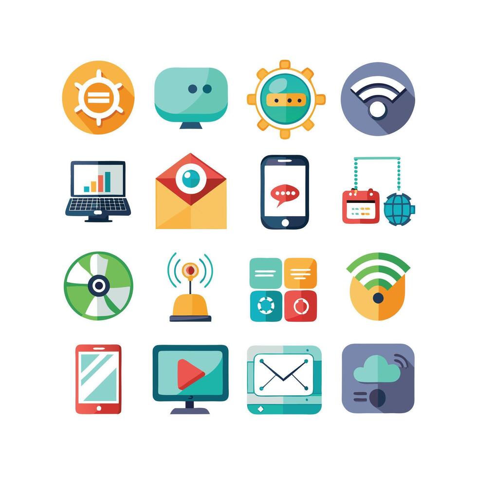 Technology Icon Set Illustration for Documents, Websites and Mobile Applications vector