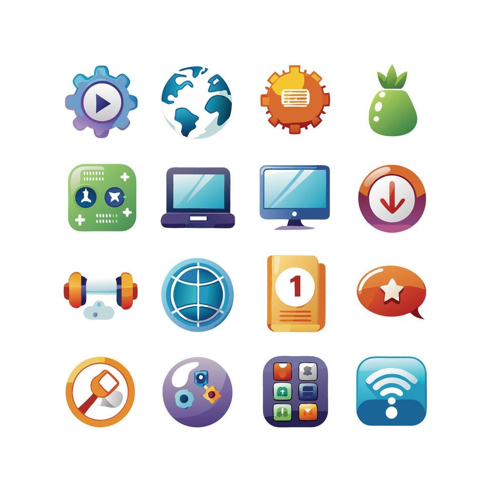 Technology Icon Set Illustration for Documents, Websites and Mobile Applications vector