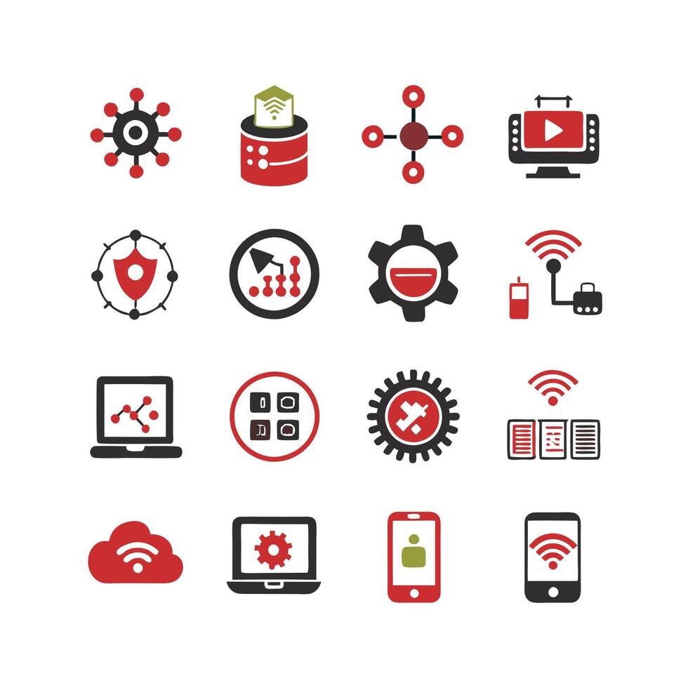 Technology Icon Set Illustration for Documents, Websites and Mobile Applications vector