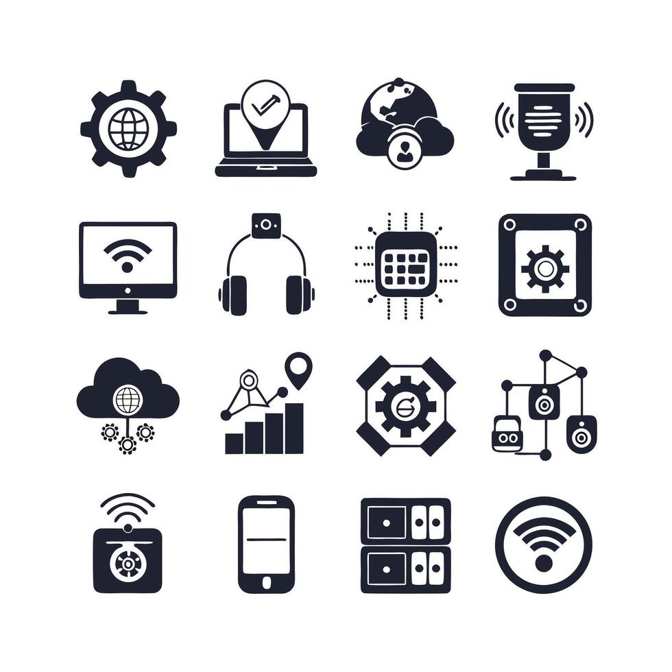 Technology Icon Set Illustration for Documents, Websites and Mobile Applications vector