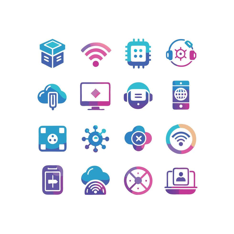 Technology Icon Set Illustration for Documents, Websites and Mobile Applications vector