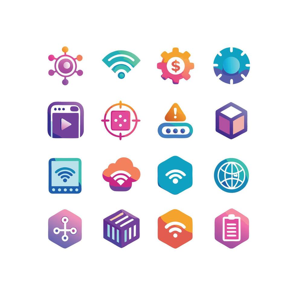 Technology Icon Set Illustration for Documents, Websites and Mobile Applications vector