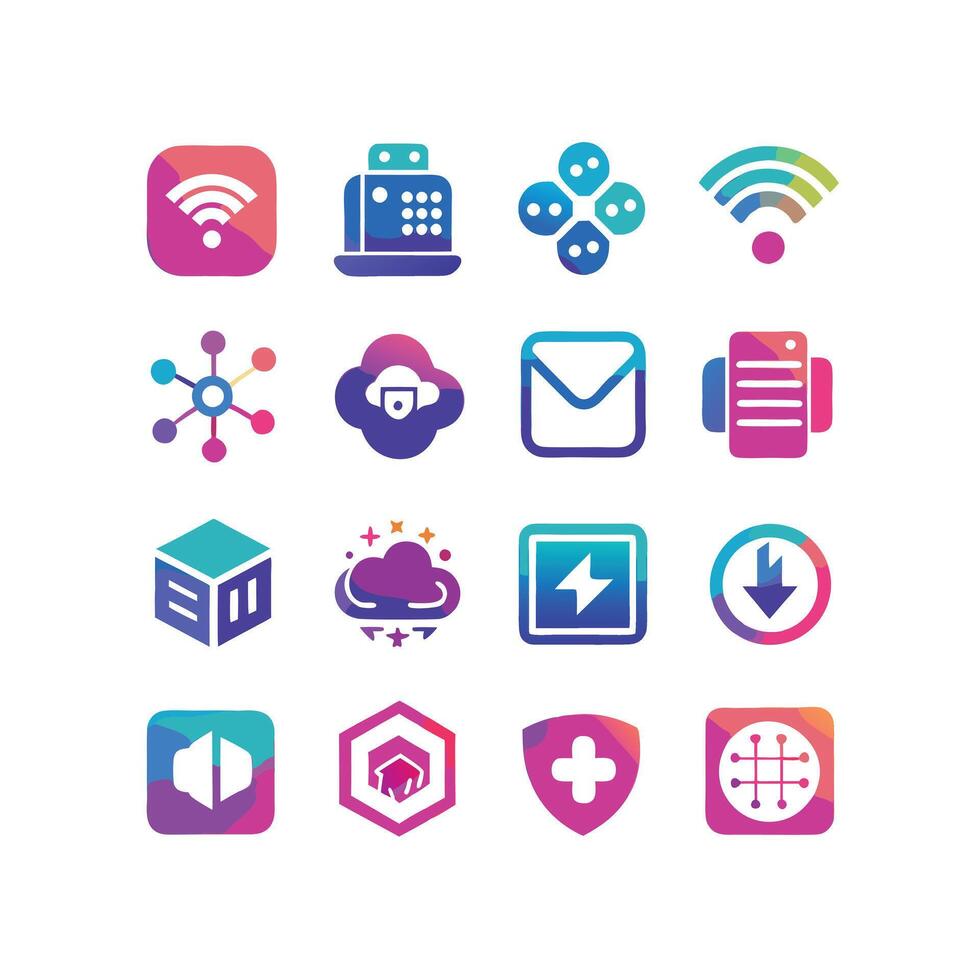 Technology Icon Set Illustration for Documents, Websites and Mobile Applications vector