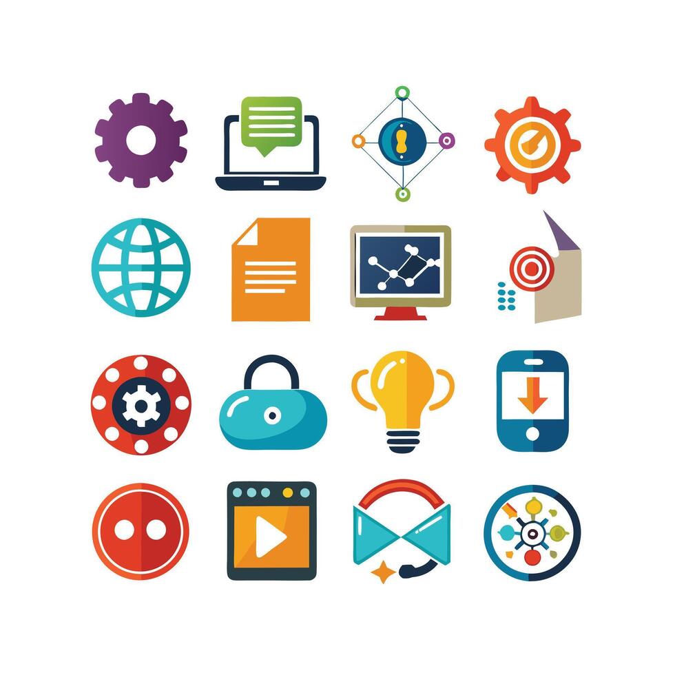 Technology Icon Set Illustration for Documents, Websites and Mobile Applications vector