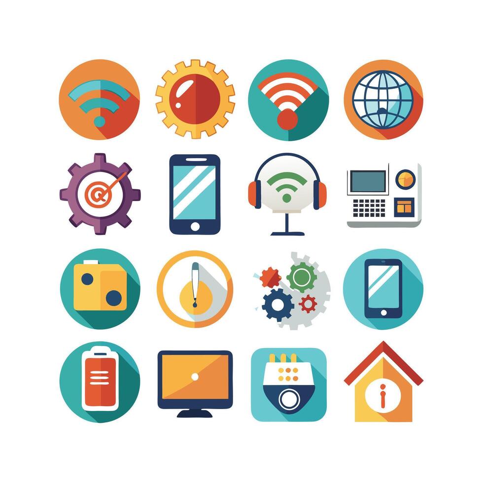 Technology Icon Set Illustration for Documents, Websites and Mobile Applications vector