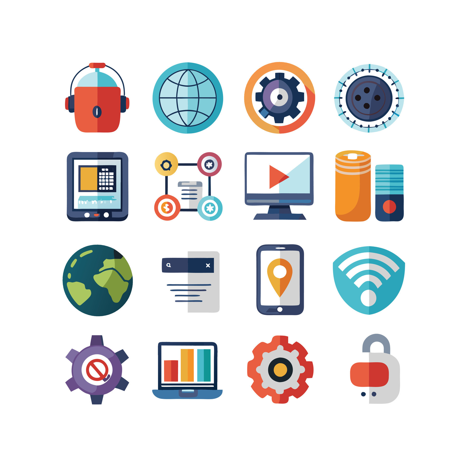 Technology Icon Set Illustration for Documents, Websites and Mobile ...