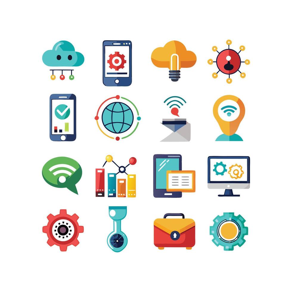 Technology Icon Set Illustration for Documents, Websites and Mobile Applications vector