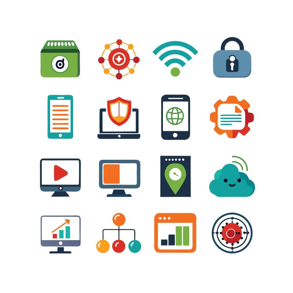 Technology Icon Set Illustration for Documents, Websites and Mobile Applications vector