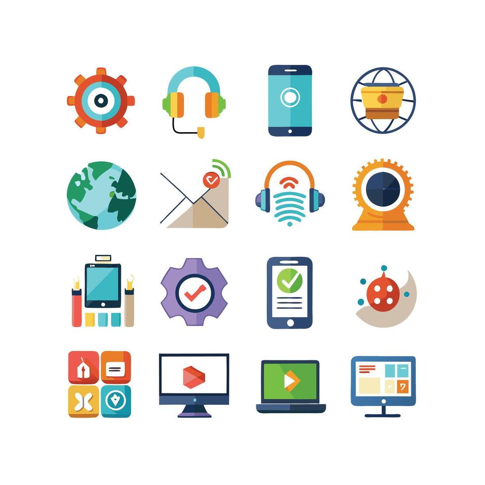 Technology Icon Set Illustration for Documents, Websites and Mobile Applications vector